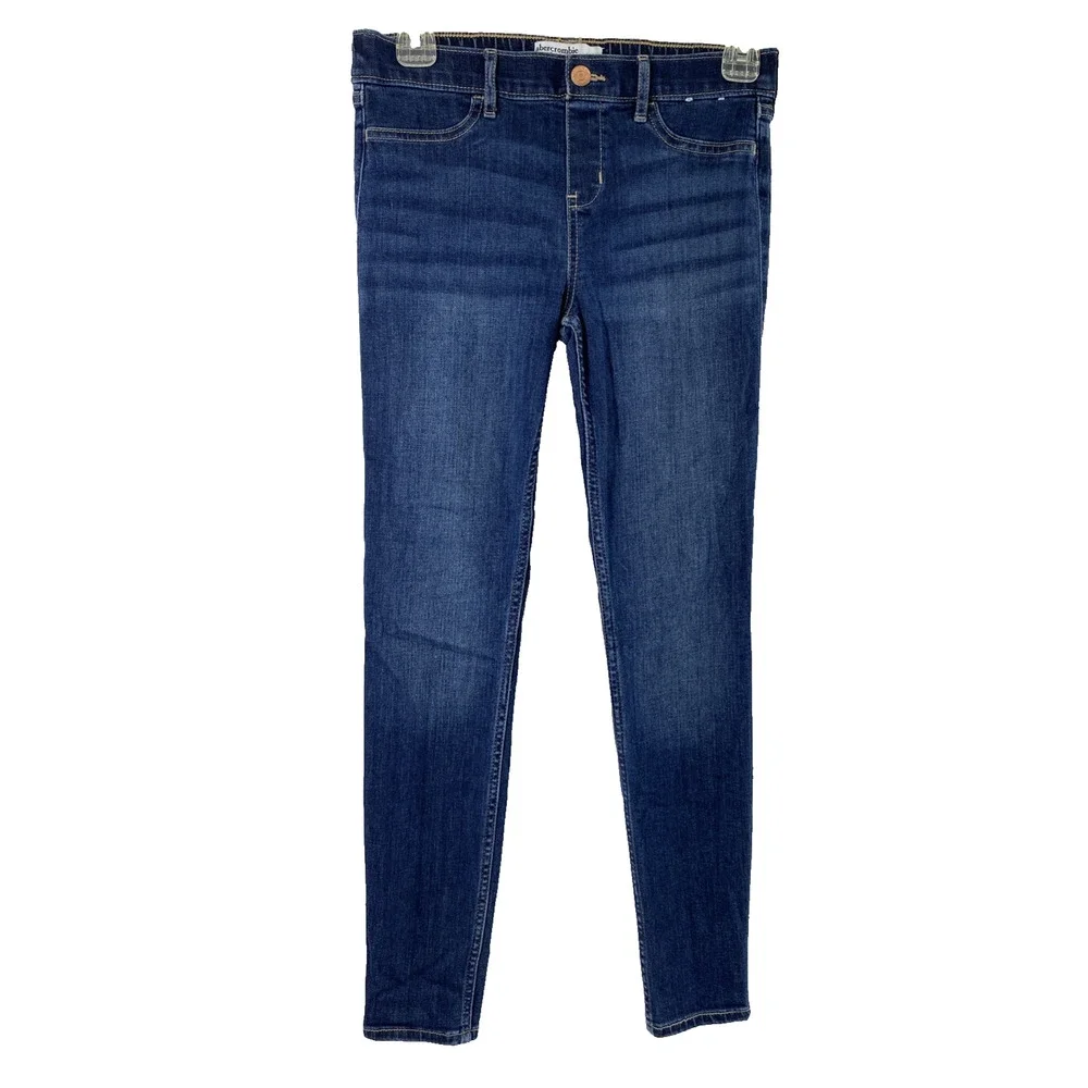 Abercrombie Kids Jeans Girls Sz 13/14 Mid Rise Pull On Legging‎ Dark Wash Denim